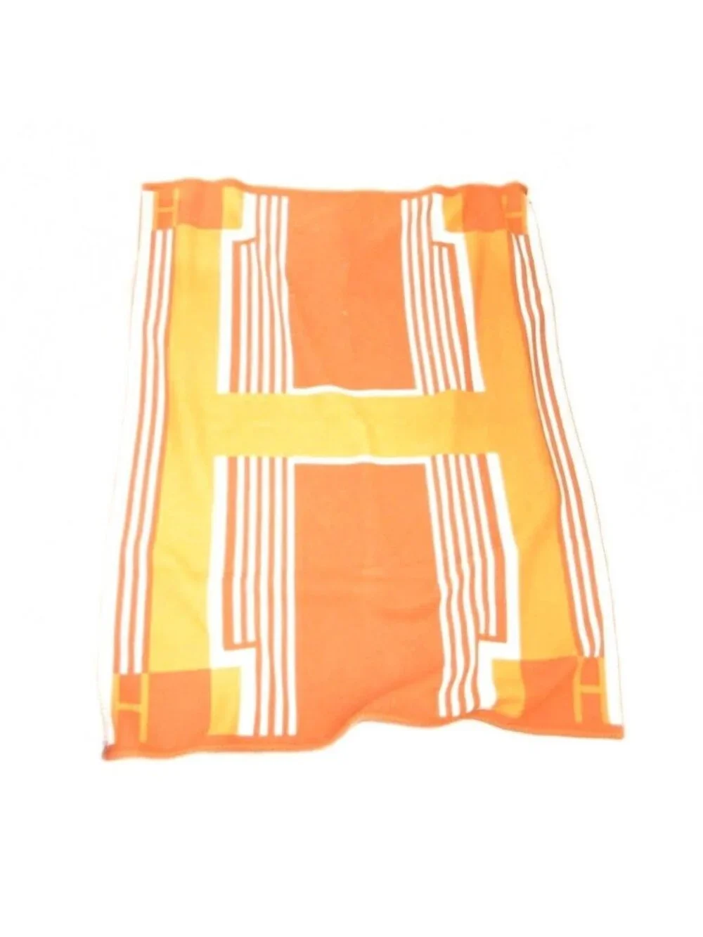 Hermes Ithaque Thick Wool Cashmere Blend Orange Blanket